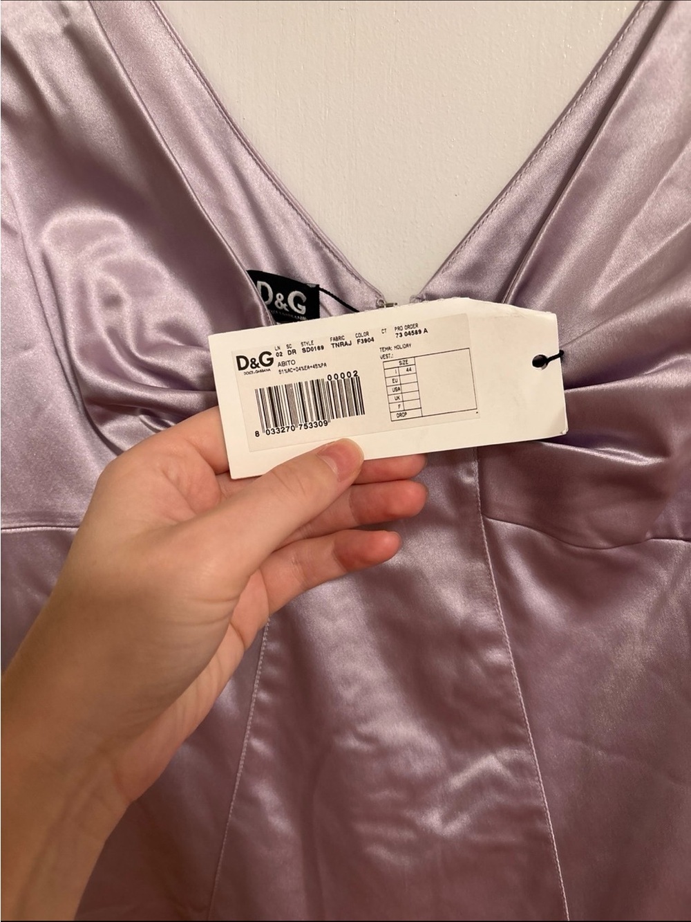 D&G Satin Slip Dress in Light Lavender - Picture 3 of 4